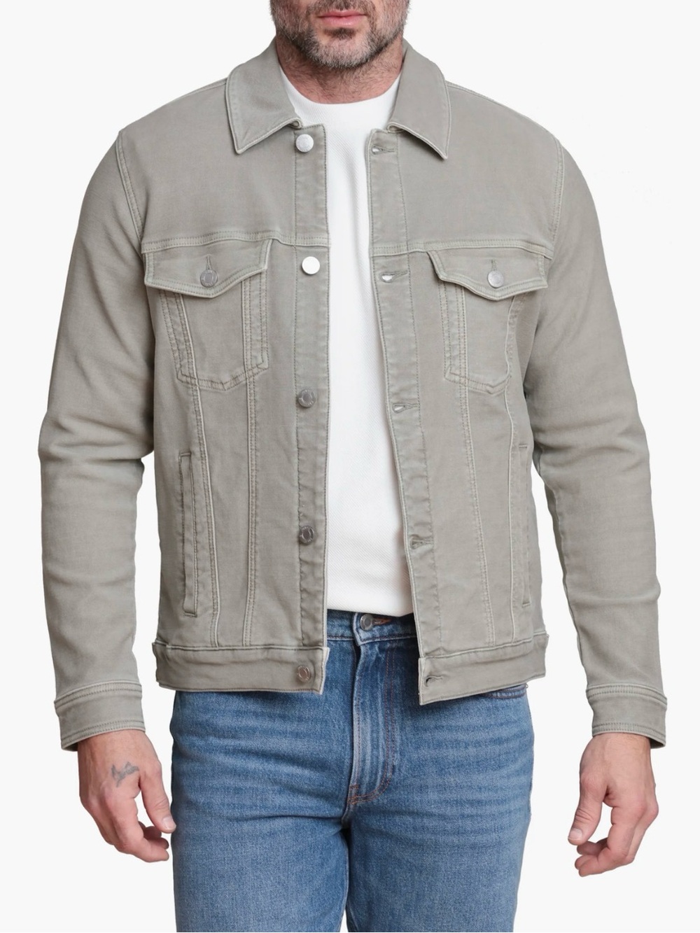 Bagatelle Homme Mens Neutral Denim Trucker Jacket Medium Casual Cotton Fit